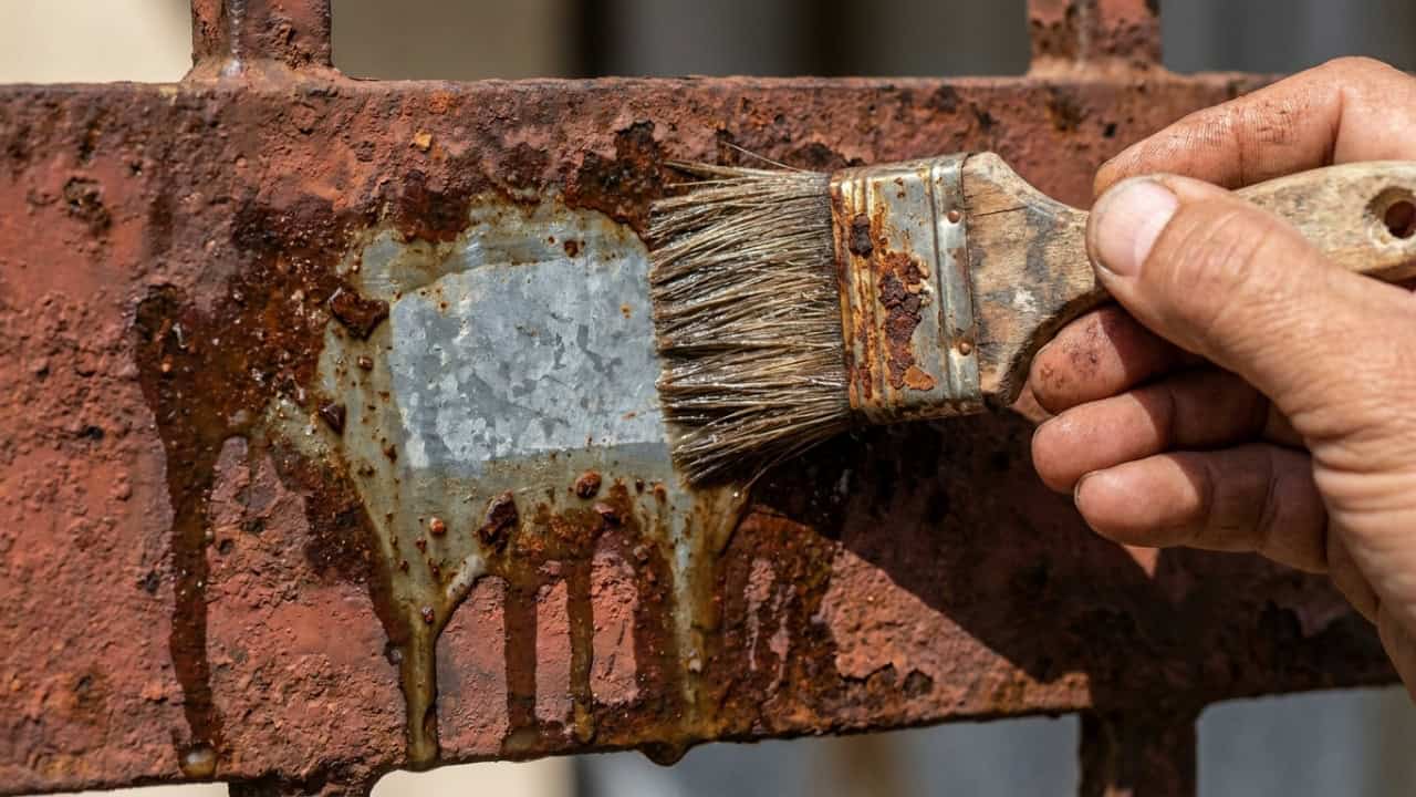 Não é lixa nem produto caro: o líquido caseiro que remove ferrugem de portão, grade e estrutura metálica sem arranhar o metal